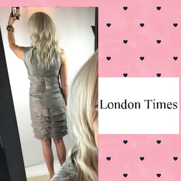 London Times Bandage Metallic Midi Dress Size 8 - Picture 5 of 8